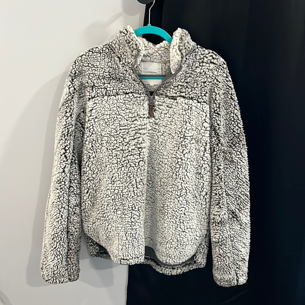 Nordstrom Thread & Supply Sherpa pullover quarter zip sweater gray size large